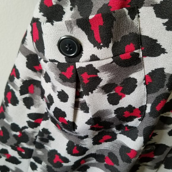 NICOLE MILLER Abstract Animal Print  Trench Coat Button Down Vintage  Sz 8 - Picture 6 of 10